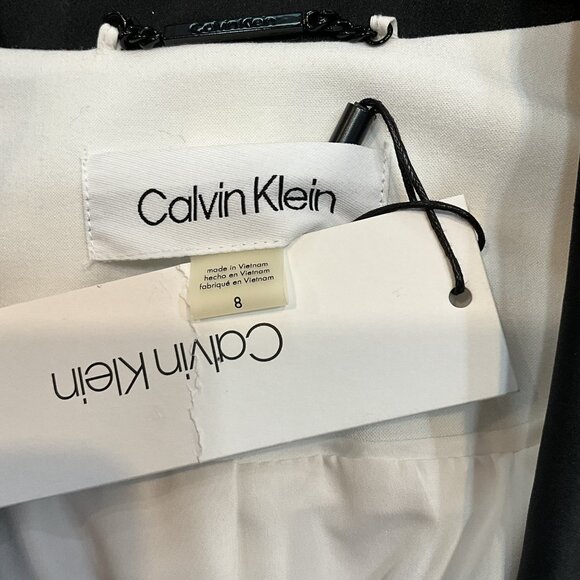 Calvin Klein Contrast-Trim White Blazer Jacket Office Career Formal Size 8 - Picture 5 of 6